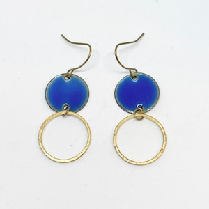 Enamel earrings stainless steel blue transparent, enamel jewelry, earrings, ear hooks, enamel jewelry, handmade, enamel, glass jewelry, vintage