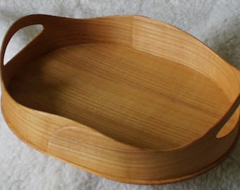 Bread basket cherry wood tray in Scandinavian style