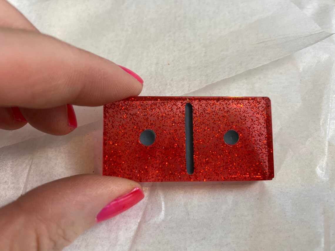 Red & Black Resin Dominoes Set Original | Etsy