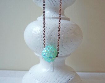 Collier Necklace Glitter Ball Green Lime Light Green 925 Sterling Silver Plated Shamballa Ball Iridescent Iridescent Casual Simple Noble