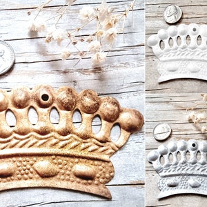 Targa per porta, decorazione per mobili, scrapbooking, diario dei rifiuti, grande corona in metallo, regalo, capo, fidanzata, oro, argento, bianco, Santo dei Re.