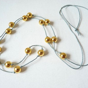 MIRROR BEADS gold-plated, dress necklace, boho necklace, wrap bracelet, wrap necklace, long grey gold-colored, simple necklace with glamour, reflections