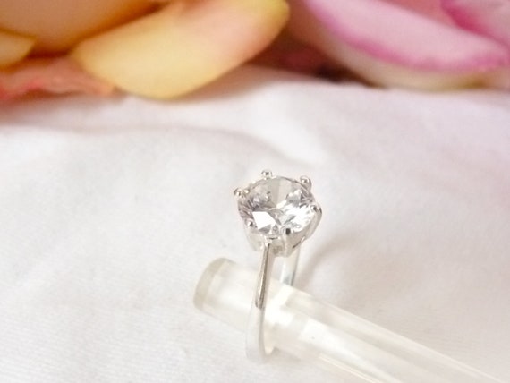 Large Solitaire Ring, 925 Sterling Silver, Elegan… - image 3