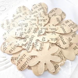 Peças cortadas gastas flores sépia tons marrons antiquado preto branco marrom vintage chique coisas efêmeras páginas de livros antigos cartões artesanato scrapbooking