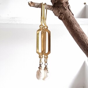 Baroque pearl earrings long freshwater pearls hexagon pearl earrings gold-plated hanging earrings wrapped elegant bridal earrings bridal jewelry