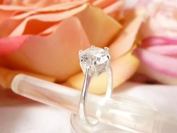 Large Solitaire Ring, 925 Sterling Silver, Elegan… - image 6