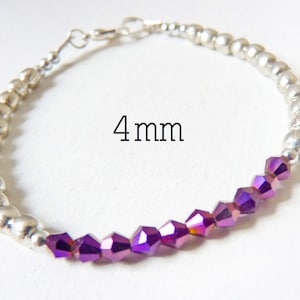 Zierliches Tribalsilber Armband Beere Farben, AB Schillernd, Boho Armschmuck, Minimalistisches Perlenarmband, Facettierte Glaskristalle