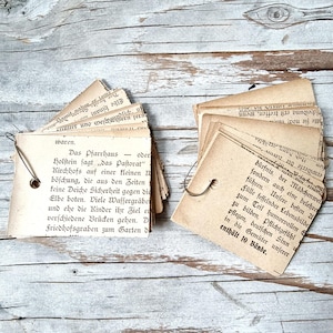 Etiketten Anhänger Vintage Buchseiten Schrift antik Papier Bücher Sepia Braun schwarz weiß Geschenkanhänger eckig Adventskalender Zahlen