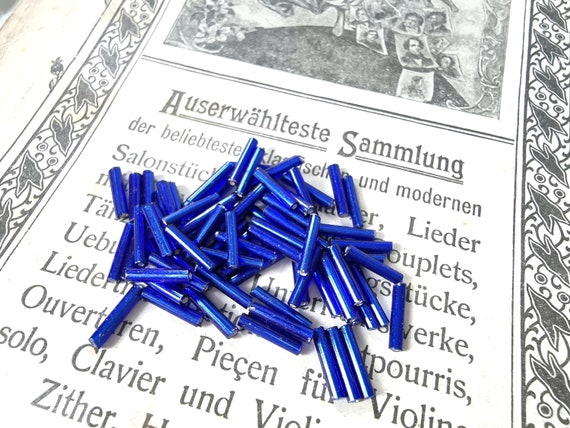 Tube beads sapphire blue, fine long cylinder beads royal blue, glass  embroidery beads, glass beads, DIY jewelry making boho bracelet embroidery