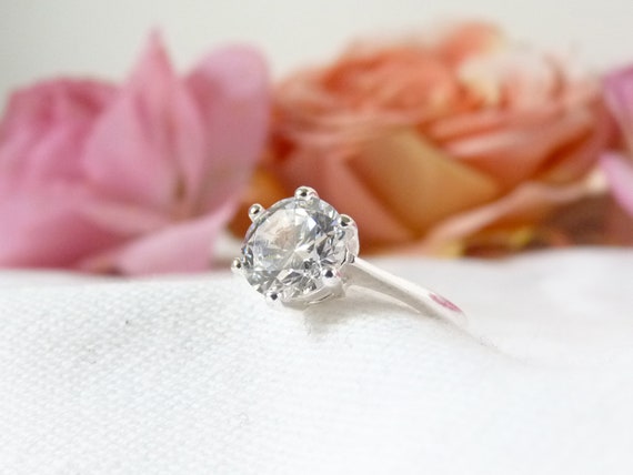 Large Solitaire Ring, 925 Sterling Silver, Elegan… - image 1