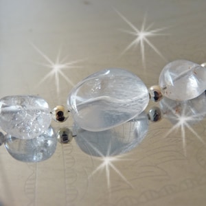 Rock crystal stainless steel choker, nuggets crystal clear, silver-plated, delicate, noble, elegant, gemstone necklace, bridal necklace, wedding necklace