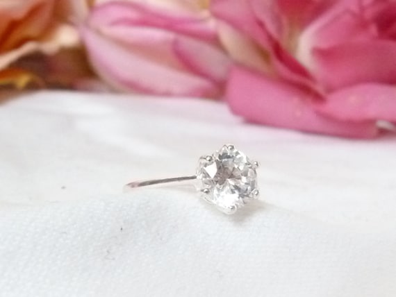 Large Solitaire Ring, 925 Sterling Silver, Elegan… - image 2