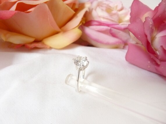 Large Solitaire Ring, 925 Sterling Silver, Elegan… - image 4