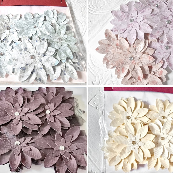 3D Flowers Rhinestone Embellishment, Rosettes, Brown, Dahlias, Scrapbooking Stampings Embellishment Paper Goods Gift Decoration Place Cards Xmas