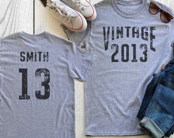13th Birthday Shirt, Vintage Shirt, 2013, Extra Soft, Special person, Personalized shirt, celebration gift, Party Shirt, mens ladies youth