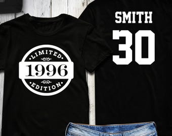 Personalized 30th Birthday Shirt Limited Edition 1996 T-Shirt Gift