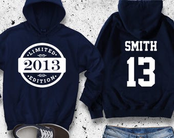 Personalized 13th Birthday Hoodie Limited Edition 2013 Gift