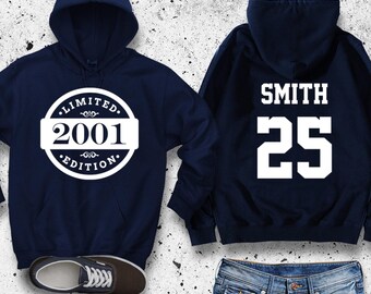 Personalized 25th Birthday Hoodie Limited Edition 2001 Gift