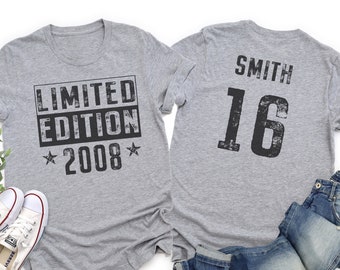 2008 Limited Edition 16th Birthday Shirt, 16th Birthday tee, Vintage, Pastel Black, Gift for 16th Birthday, Mens Womens Youth