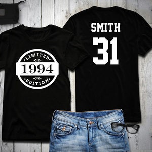 31. Geburtstag Shirt, 1994 Limited Edition Geburtstag Shirt, personalisierte Shirt, Name & Nummer, Feier Geschenk, Herren, Damen, Jugend