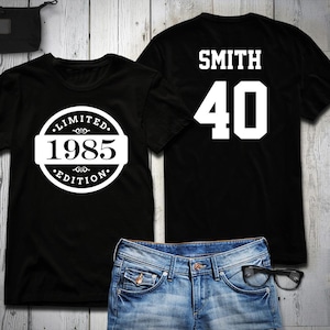 40. Geburtstag Shirt, 1985 Limited Edition Geburtstag Shirt, personalisierte Shirt, Name & Nummer, Feier Geschenk, Herren, Damen, Jugend