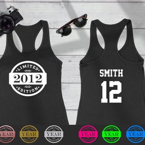 2011 Limited Edition Birthday Tank Top | 12th  Birthday Tank Top | Racerback | Personalized | Gift For Her | White, Glitter, or Neon Logo