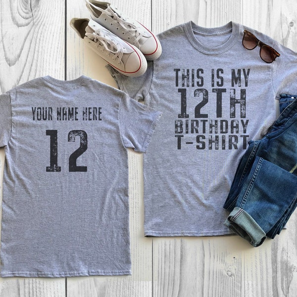 This is my 12th Birthday Shirt | 12 years old shirt | 12th Birthday Shirt | Personalized Birthday Shirt | Birthday Shirt for him or her