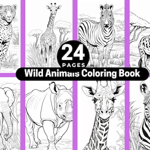 Wild Animals Coloring Book: Jungle Wildlife Illustrations for Adults