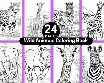 Wild Animals Coloring Book: Jungle Wildlife Illustrations for Adults