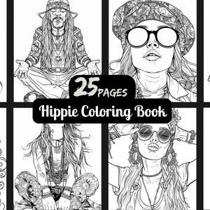 Hippie Coloring Book: 25 Bohemian Art Designs for Stress Relief (Adult Coloring)