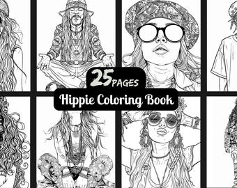 Hippie Coloring Book: 25 Bohemian Art Designs for Stress Relief (Adult Coloring)