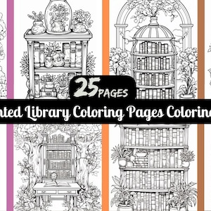 Enchanted Library Coloring Pages Coloring Book, Fairy Tale Coloring Book, Intricate Designs, Mindfulness Coloring Book, Creative Gift