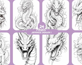 Japanese Dragons Coloring Book: Volume 1, Mythology Art (Adult Coloring)