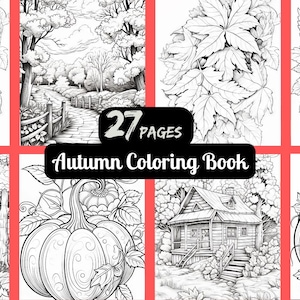 Autumn Coloring Book for Adults, Fall Leaves Design, Stress Relief, Relaxation Gift