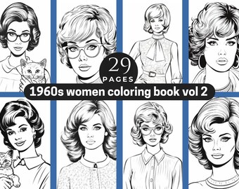 1960s Women Portrait Coloring Book: Retro Nostalgia (Vol 2)(Adult Coloring)