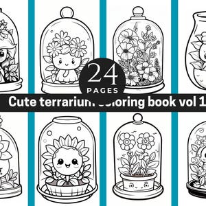 Cute Terrarium Coloring Book, Plant Lover Gift, Adult Coloring Book, Nature Inspired, Relaxing Activity, Stress Relief