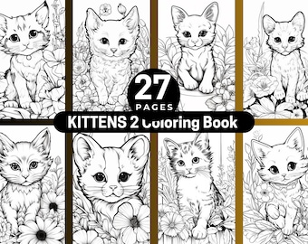 Kittens Coloring Book for Adults, Stress Relief, Cat Lover Gift