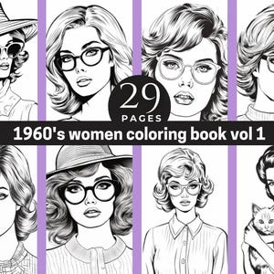 1960s Women Portrait Coloring Book: Retro Nostalgia (Vol 1) (Adult Coloring)