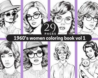 1960s Women Portrait Coloring Book: Retro Nostalgia (Vol 1) (Adult Coloring)
