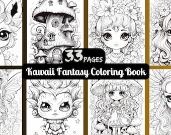 Kawaii Coloring Book: Magical Fantasy Illustrations for Adults