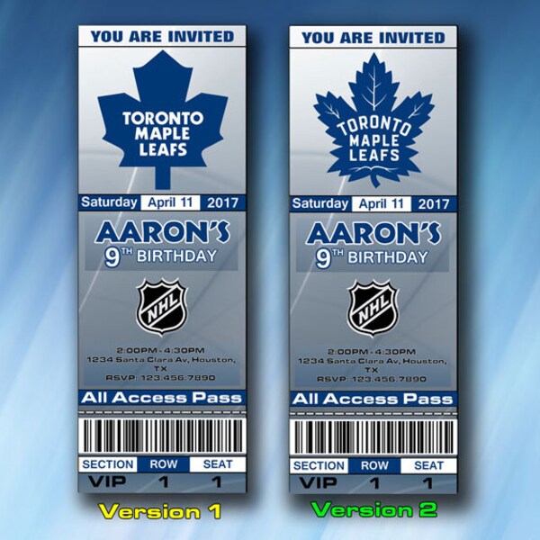 Invitation des Maple Leafs de Toronto, Invitation d'anniversaire des Maple Leafs de Toronto, Billets, Billets, Article numérique, imprimable, Invitations, Invitations