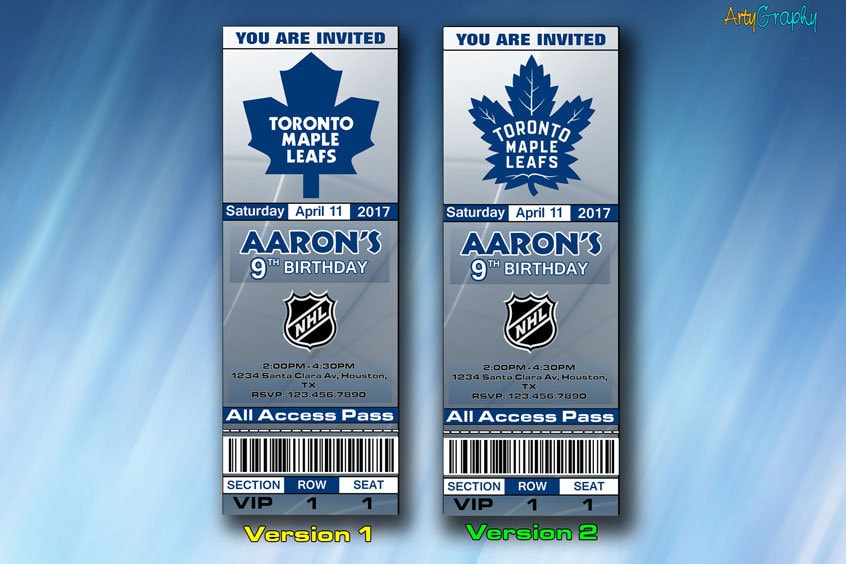 Toronto Maple Leafs Invitation, Toronto Maple Leafs Birthday Invite