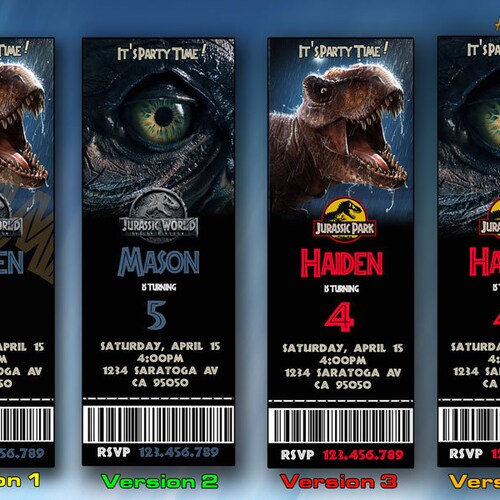 Jurassic World Birthday Invitation PLASTIC Jurassic World Etsy