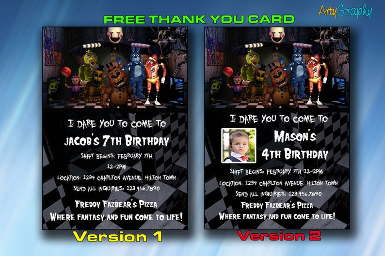 FNAF Invitation FNAF Birthday Invite Digital Item Etsy FNAF Invitation FNAF Birthday Invite Digital Item Etsy