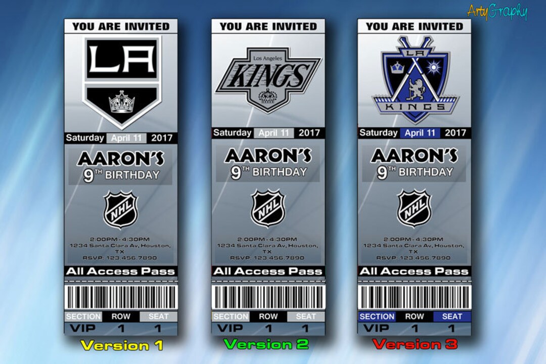 LA Kings Invitation, LA Kings Birthday Invite, Ticket, Tickets, Digital