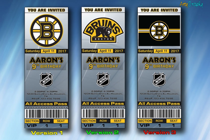 Boston Bruins Invitation Boston Bruins Birthday Invite Etsy