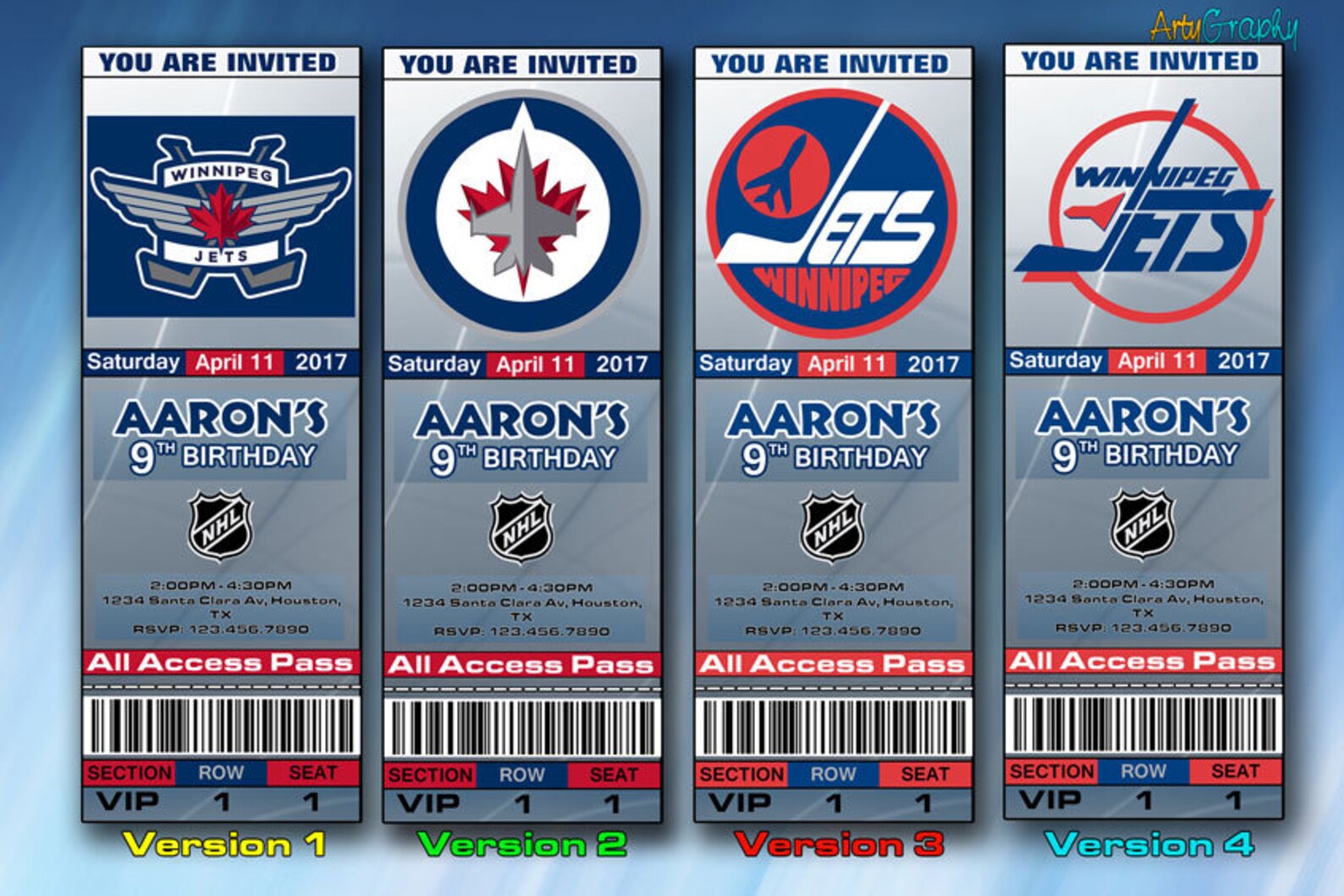 Winnipeg Jets Invitation Winnipeg Jets Birthday Invite Etsy Canada