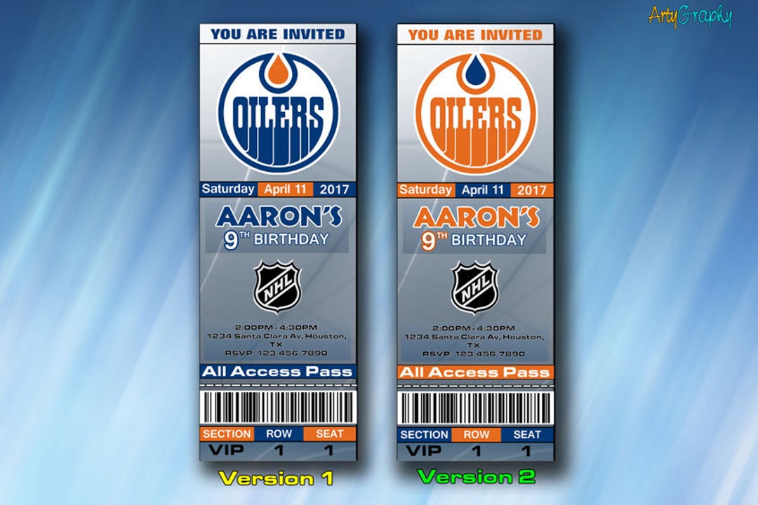 Edmonton Oilers Invitation Edmonton Oilers Birthday Invite Etsy Canada