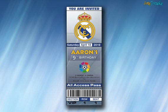 Invitation Real Madrid Real Madrid Anniversaire Inviter Etsy Invitation Real Madrid Real Madrid Anniversaire Inviter Etsy