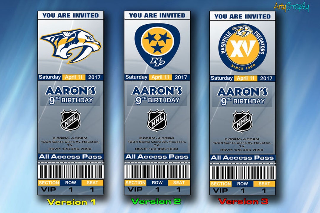 Nashville Predators Invitation, Nashville Predators Birthday Invite